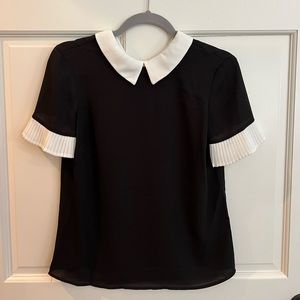 CeCe Pleat Sleeve Collared Blouse
